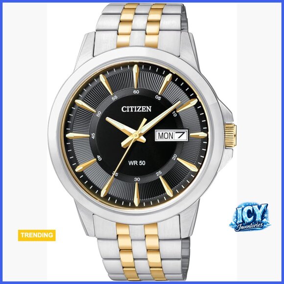 Stainless Steel Quartz Watch Two-Tone Day/Date Water Resistant